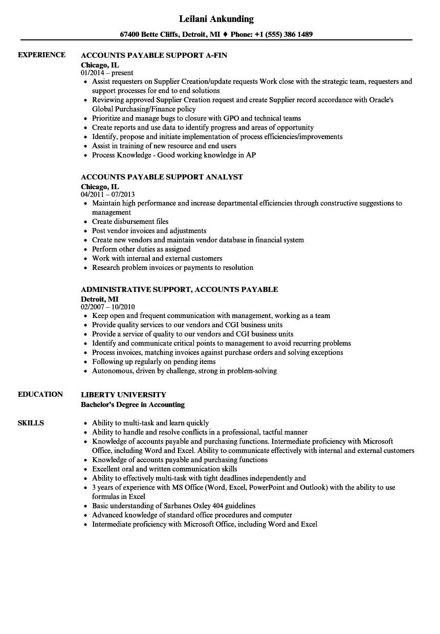 Accounts Payable Job Description Resume