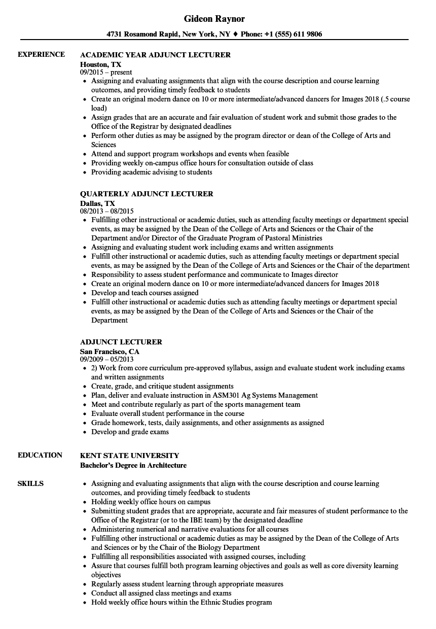 Curriculum Vitae For Lecturer