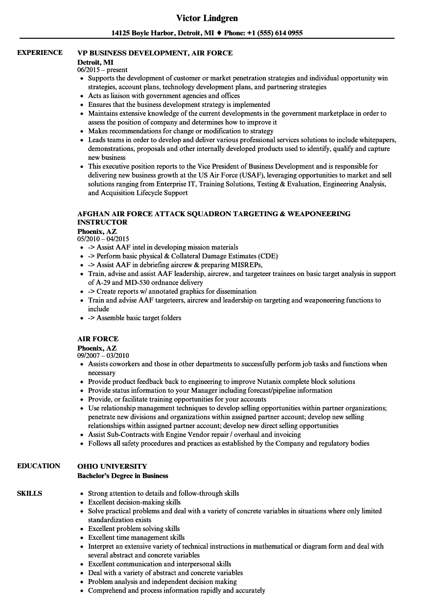 air force communications officer resume