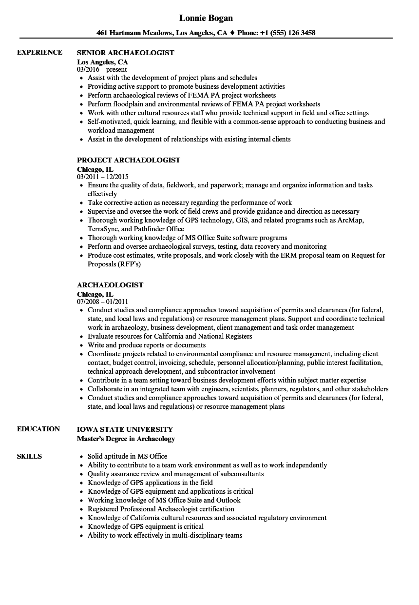 Archaeologist Resume Samples Velvet Jobs Archaeologist Resume Samples Velvet Jobs