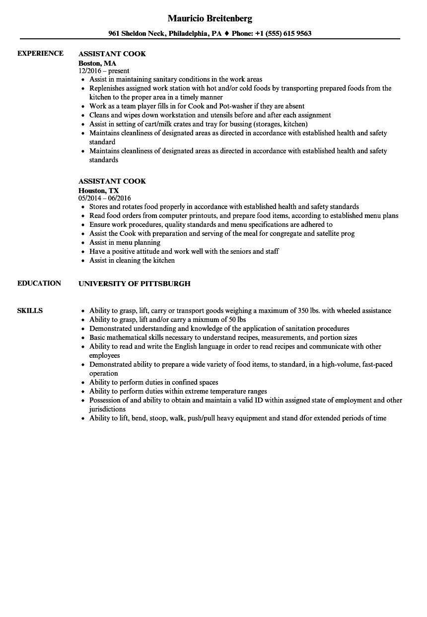 Resume Samples Cook Job - Cook Chef Resume