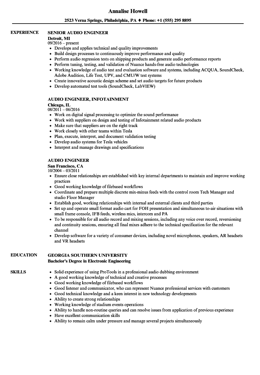 audio editor job description resume