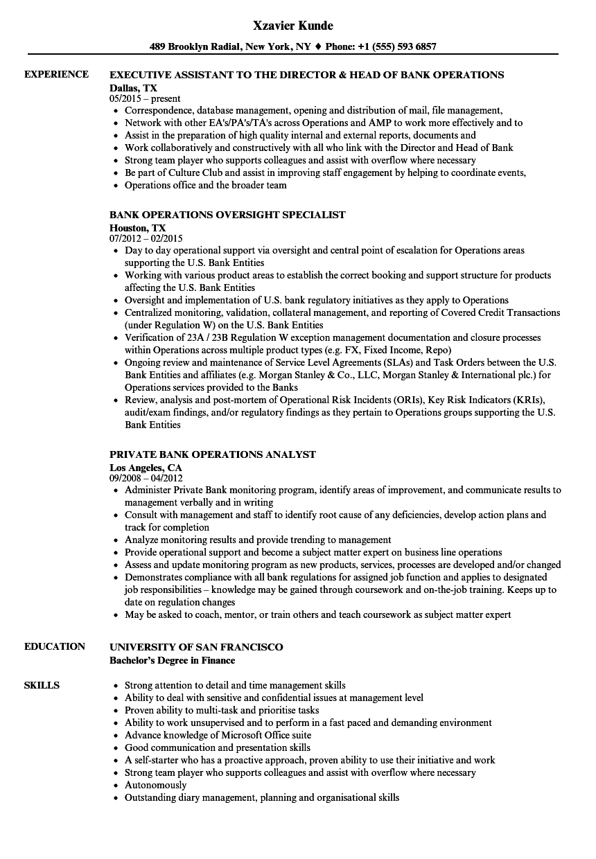 Banking Resume Examples