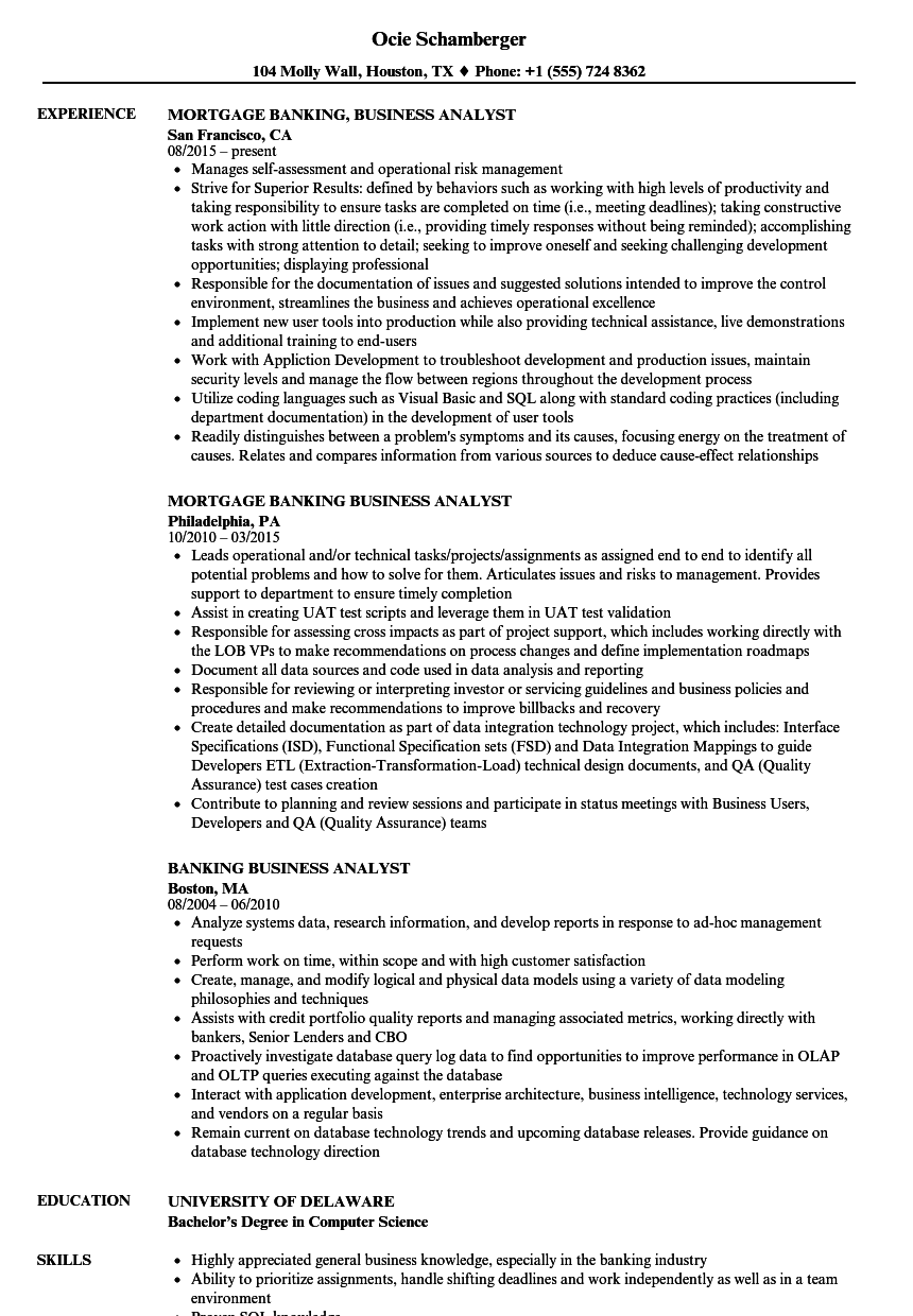 Business Analysis Business Analyst Resume Sample