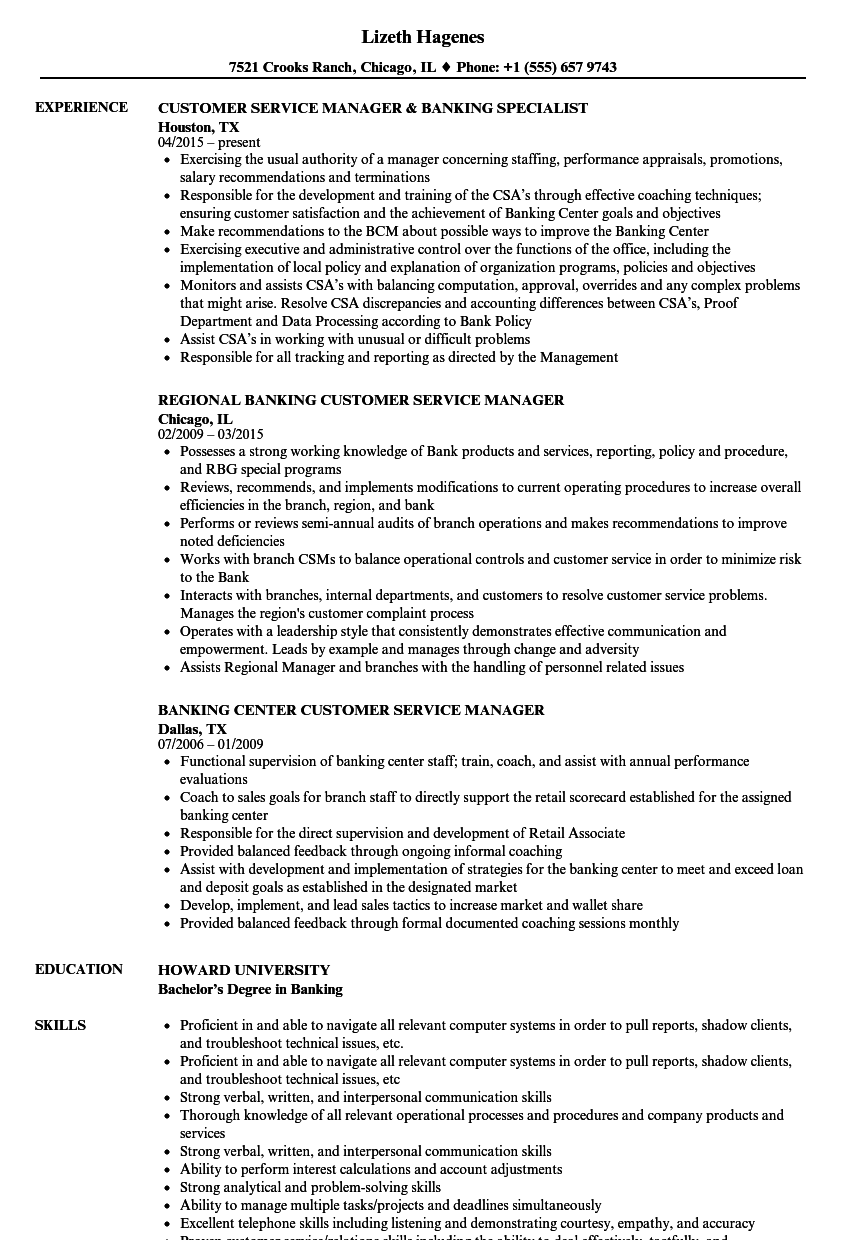 bank customer service resume example