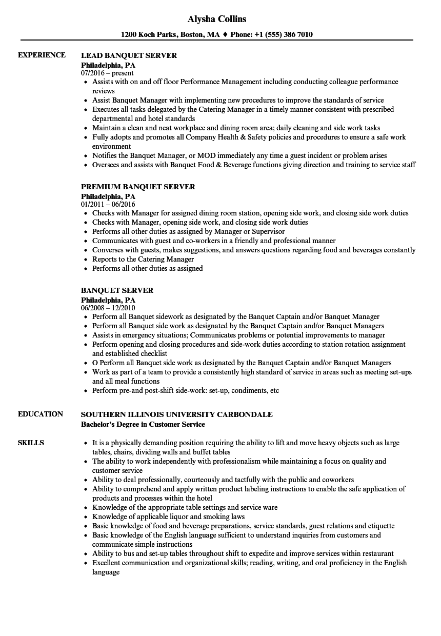 Unforgettable Restaurant Server Resume Examples To Stand Out