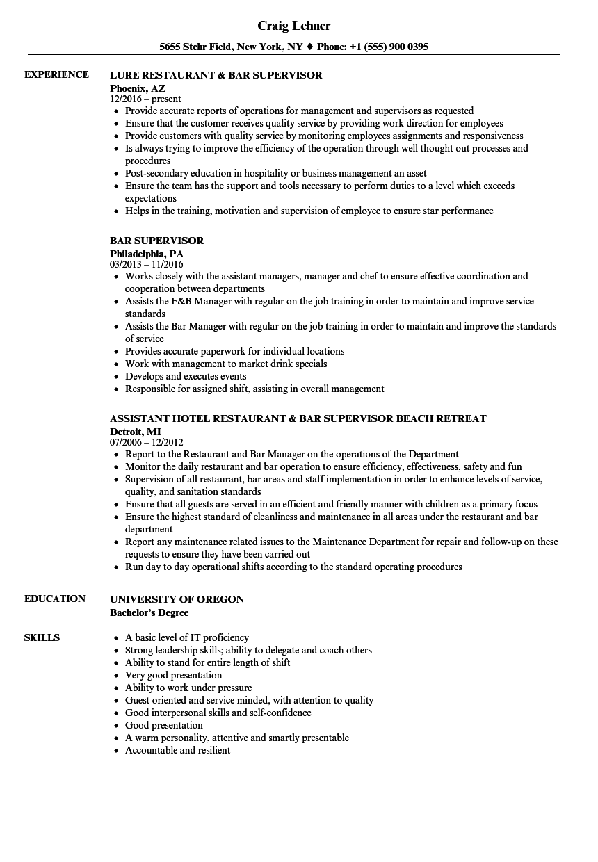 Restaurant Supervisor Job Description Astonishingceiyrs
