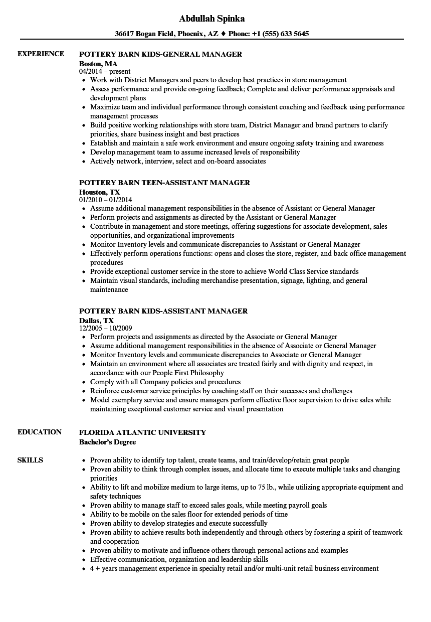 Barn Manager Resume Samples Velvet Jobs