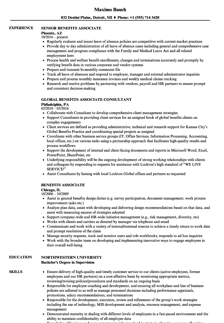 Employee benefits associate job description