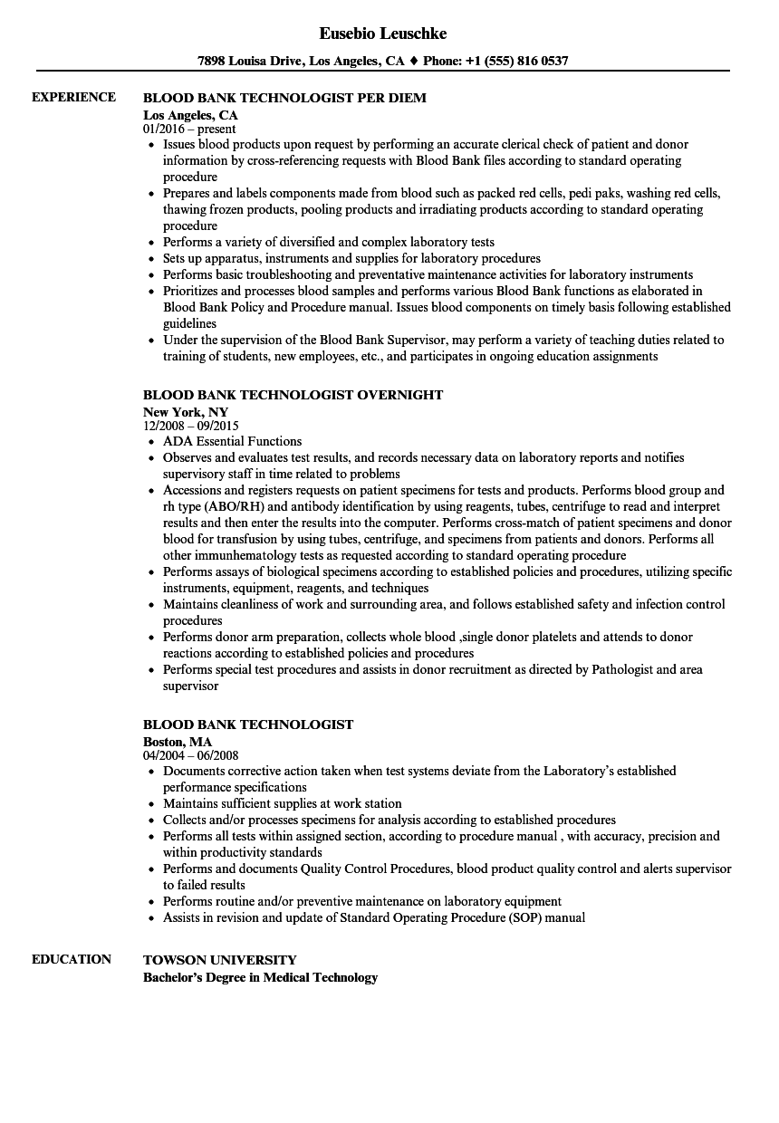 Medical Technologist Job Cover Letter Examples Cover Letter