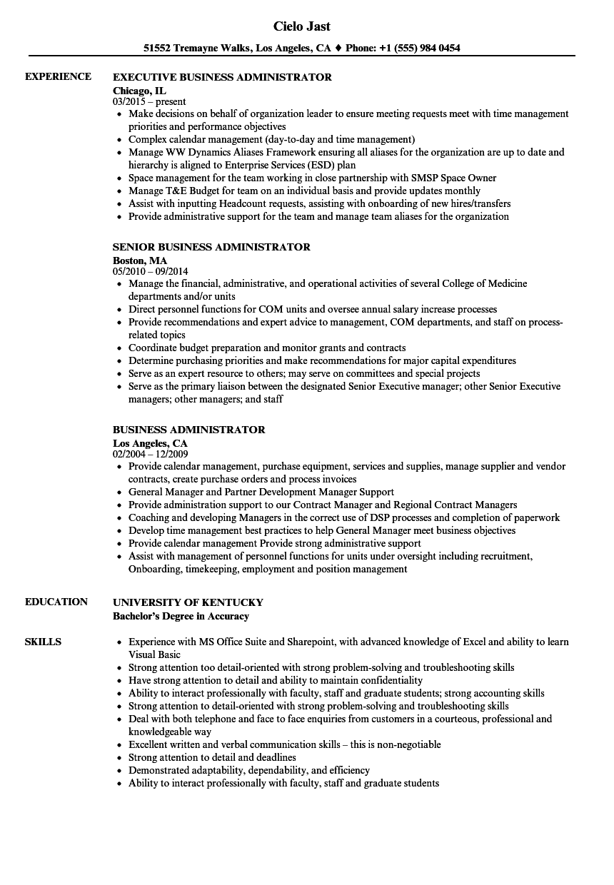 how to write bachelor degree in business administration on resume