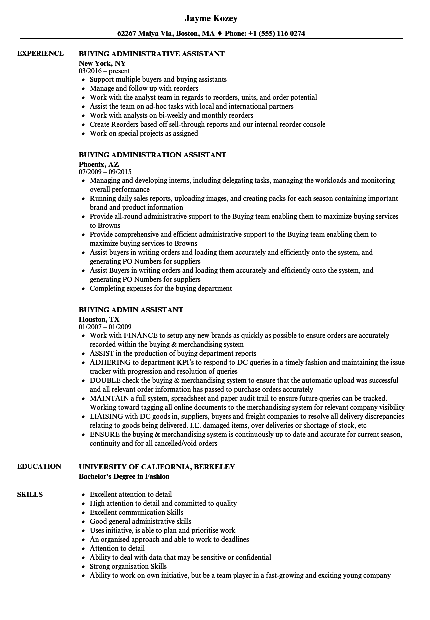 purchase assistant job description for resume