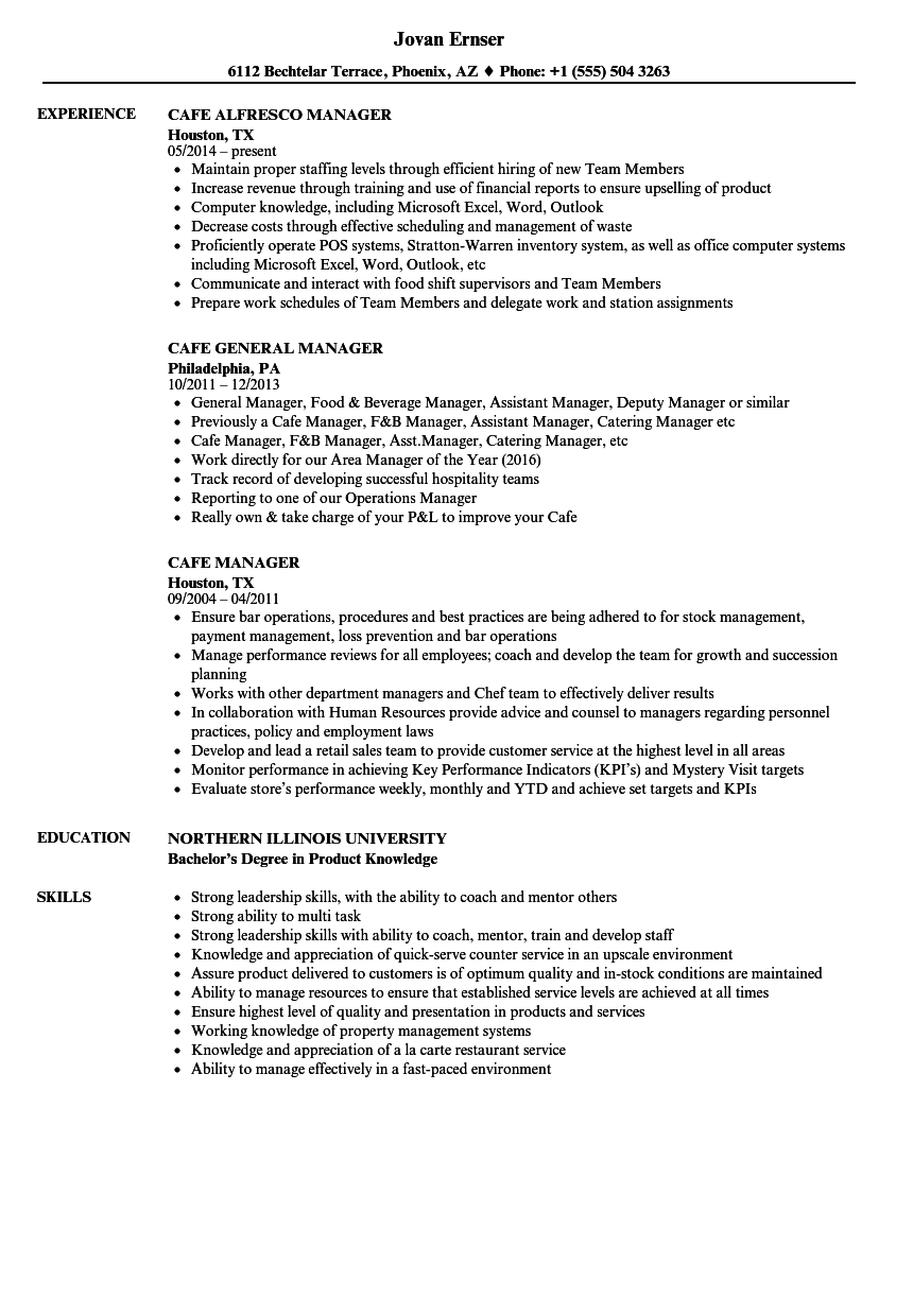 Coffee Shop Resume Sample