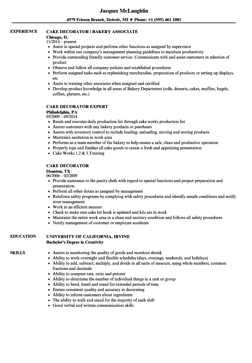 Details 76+ cake decorator resume - in.daotaonec