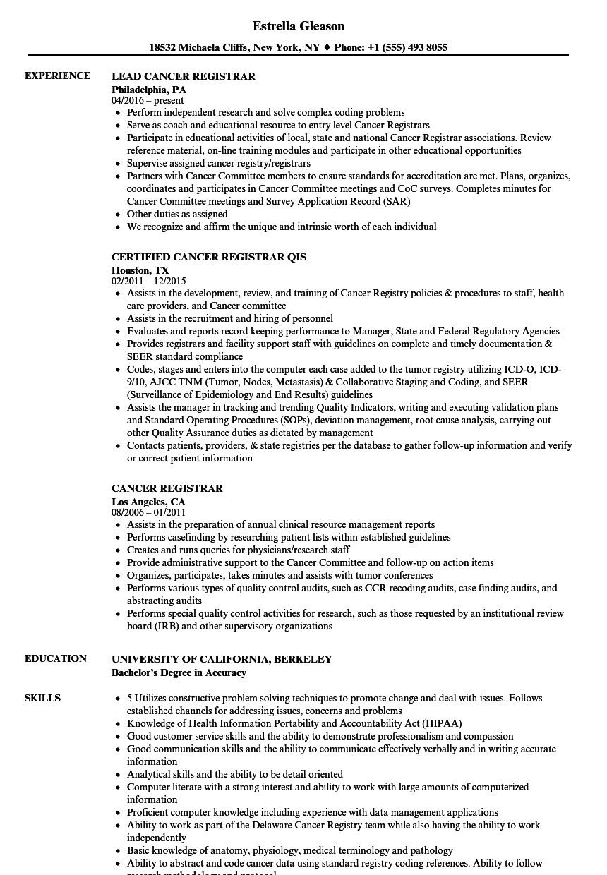 Cancer registrar education requirements Cancer registrar education requirements picture