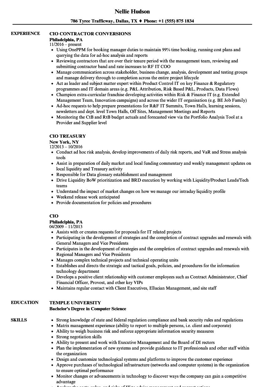 Coo resume examples