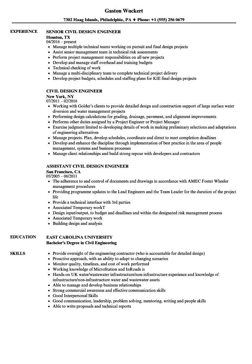 Pdf the recruiter to the conclusion that you are the best candidate for the graduate civil engineer job. Simple Graduate Civil Engineer Cv Pdf - Civil Design Engineer Resume Samples Velvet Jobs