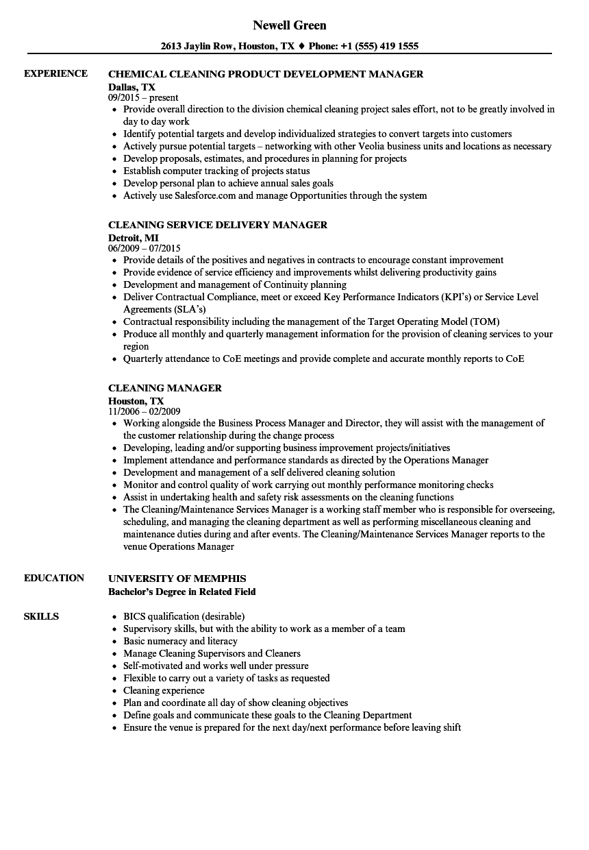 objective for resume for cleaning position