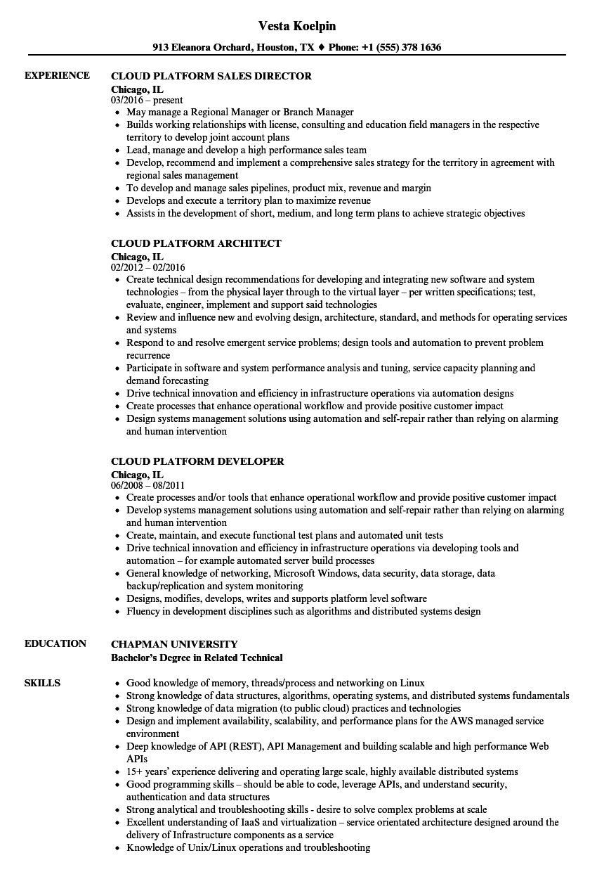 Sample Resume Cloud Computing