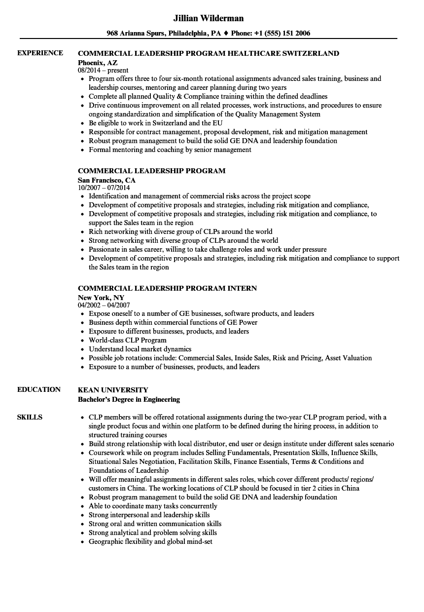 leadership role resume examples