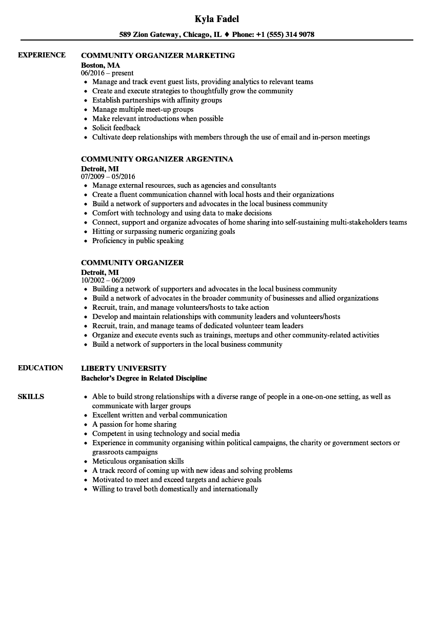 Community Organizer Resume Samples Velvet Jobs