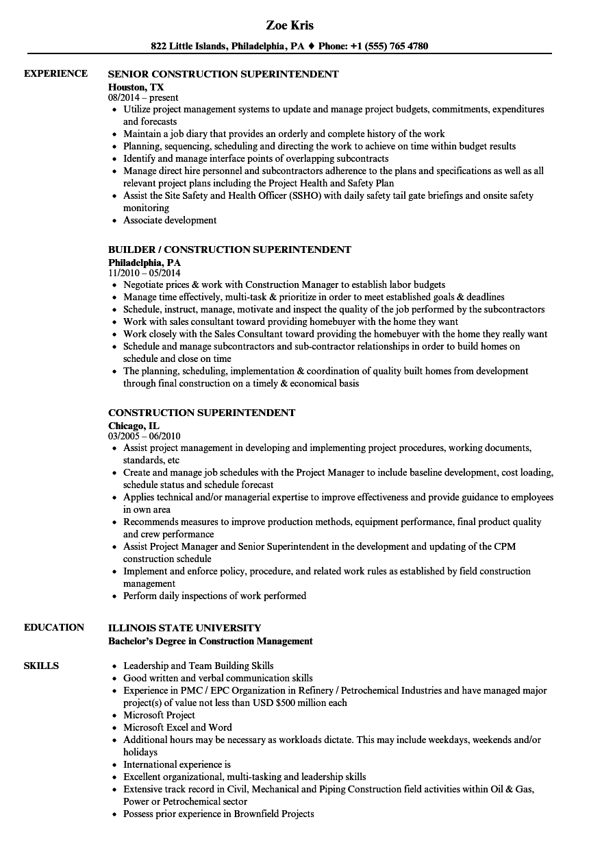 Sample Of Construction Resume Free Resume Templates