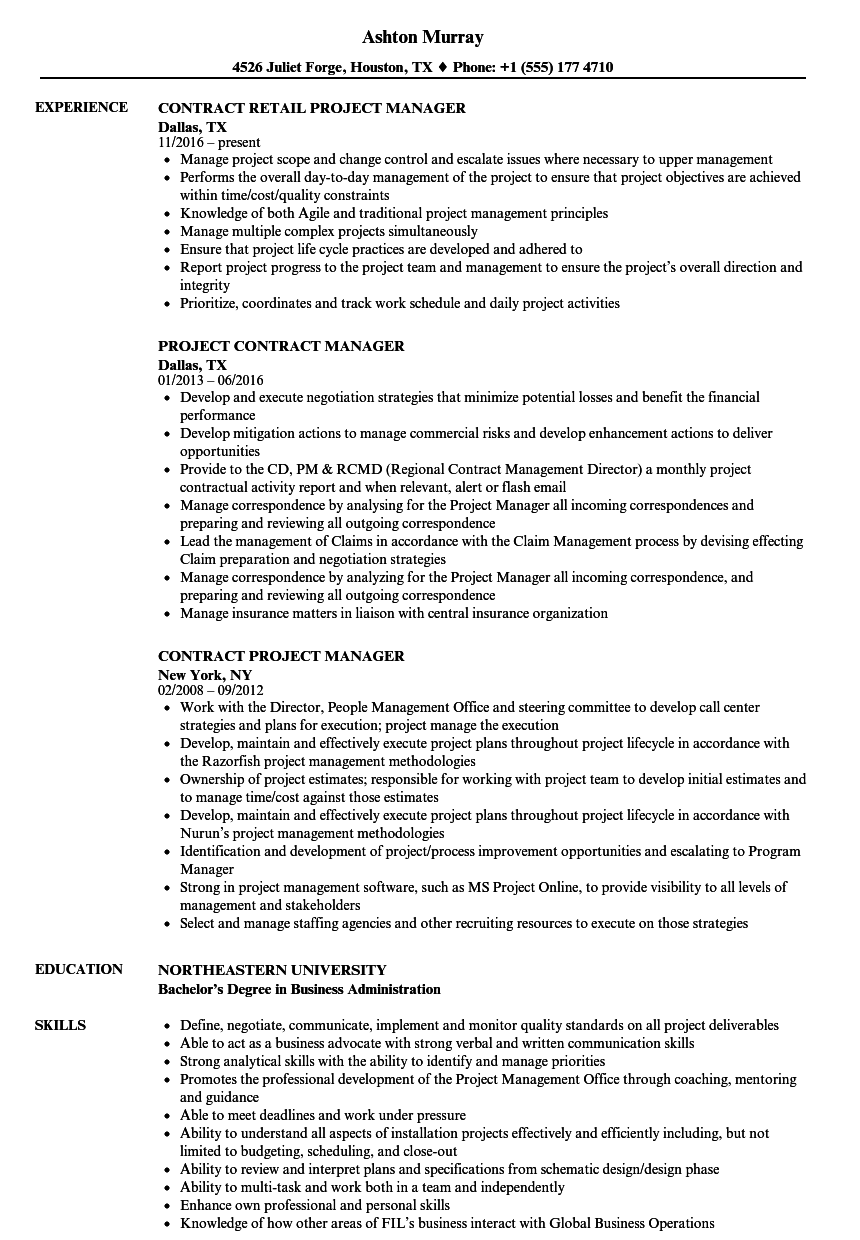 Contract Project Manager Resume Samples VelvetJobs Contract Project Manager Resume Samples VelvetJobs