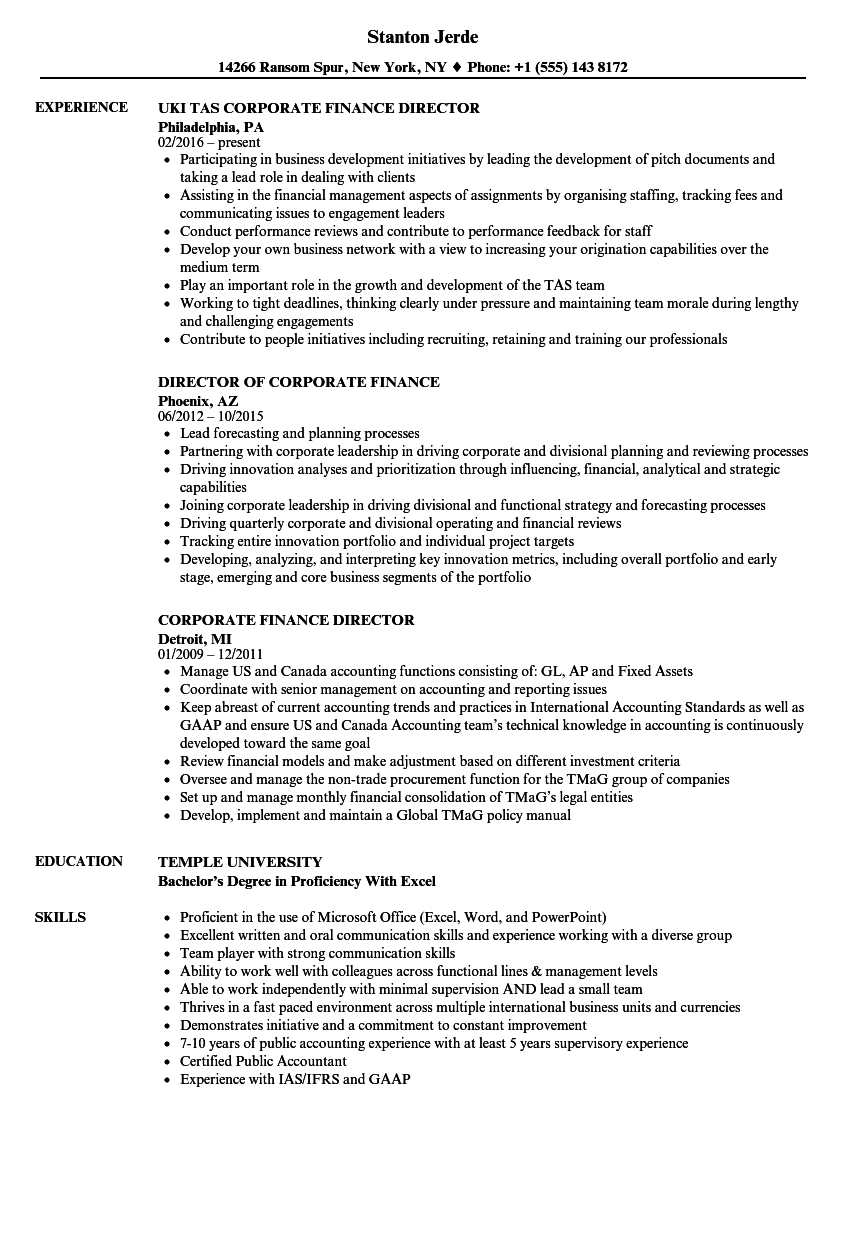 Cfo resume examples