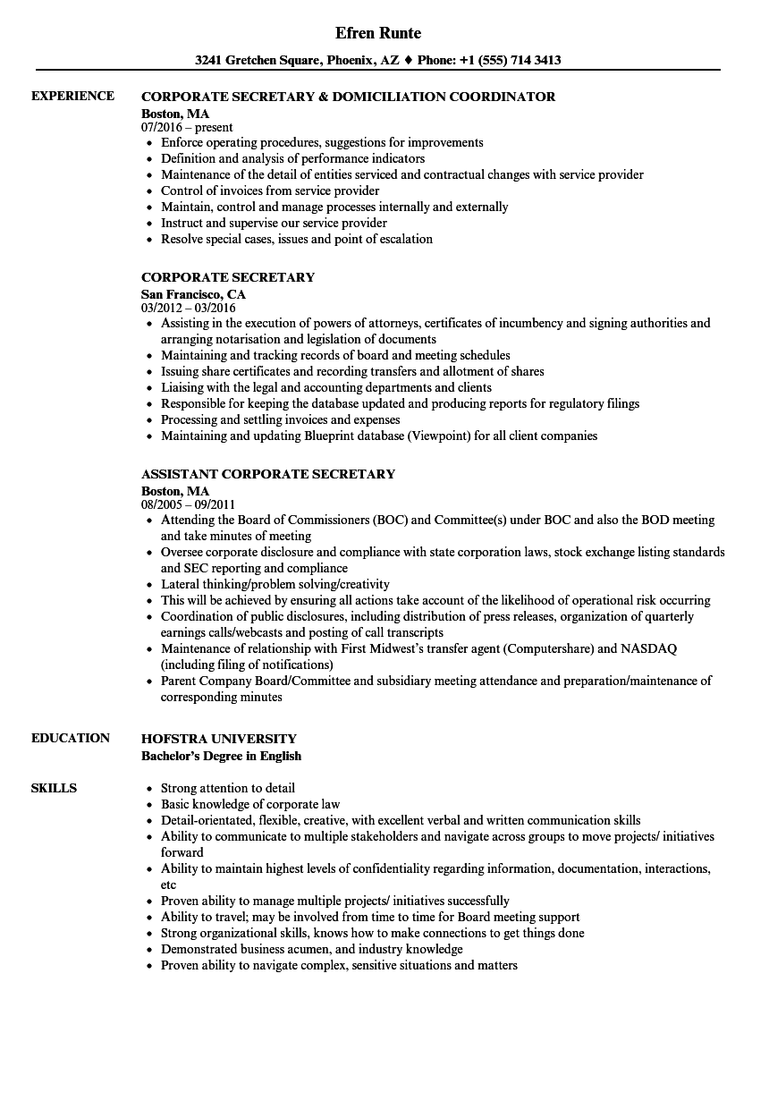 internship responsibilities resume