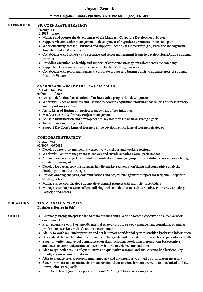 strategic thinking on resume