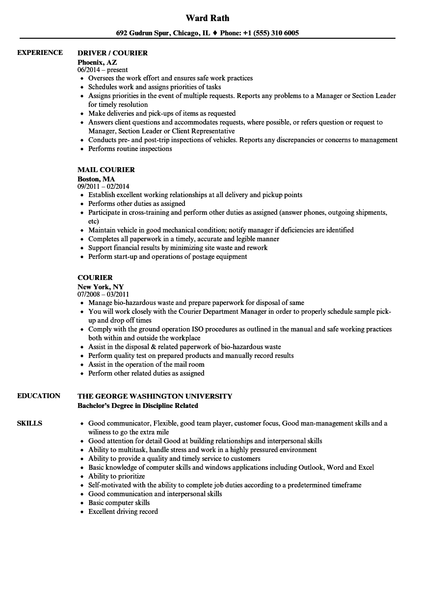 courier resume sample