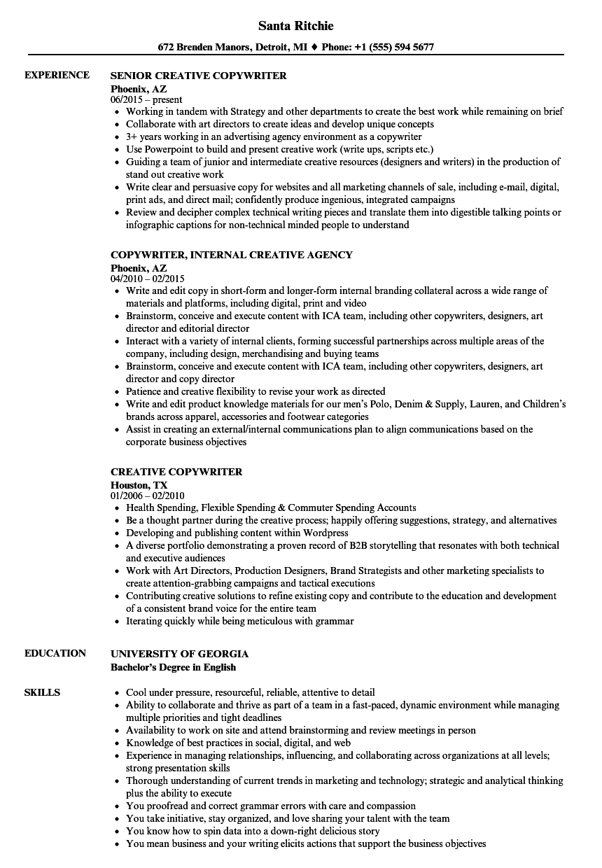 Copywriter Resume Examples Remar