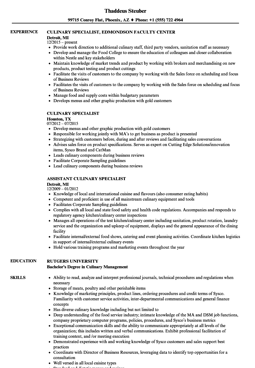 Professional Chef Resume Sample