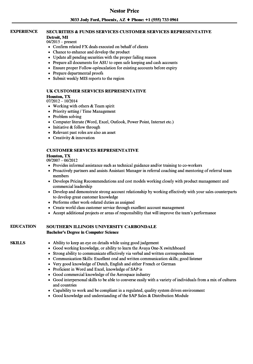 Resume Samples For Customer Service Representative Mryn Ism