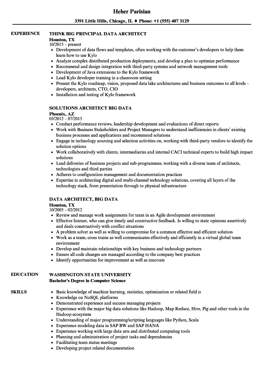 Data Architect Big Data Resume Samples