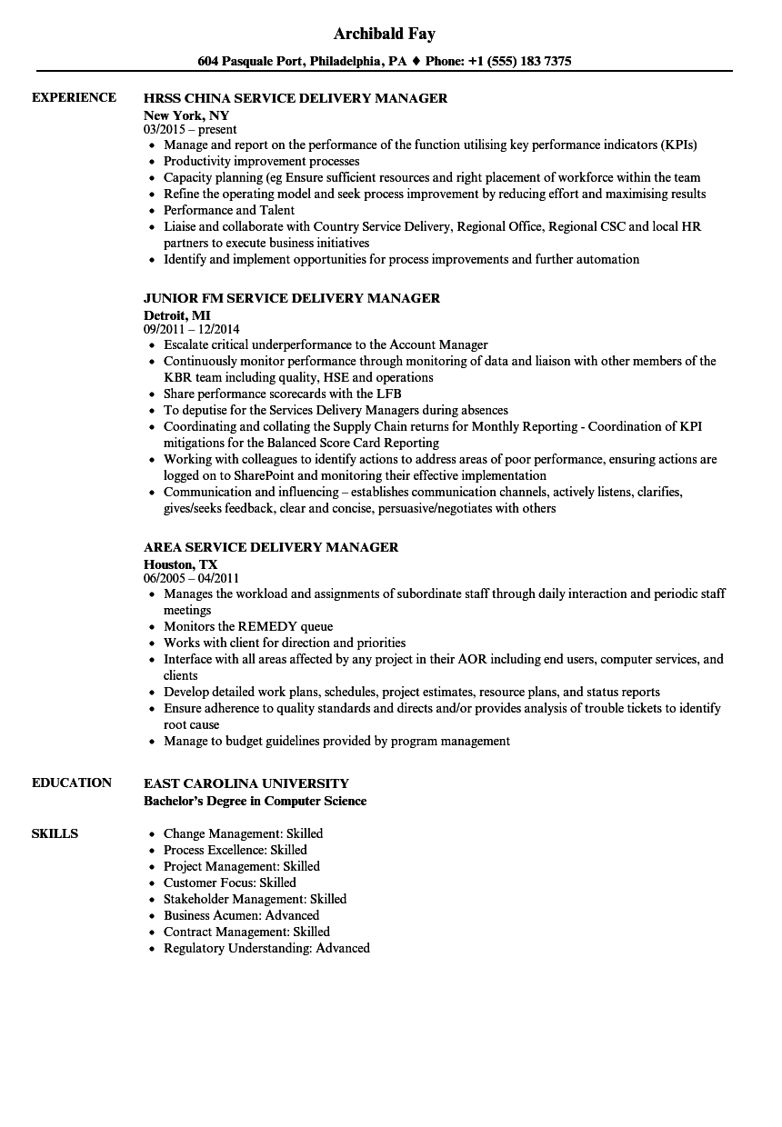 sap service delivery manager resume