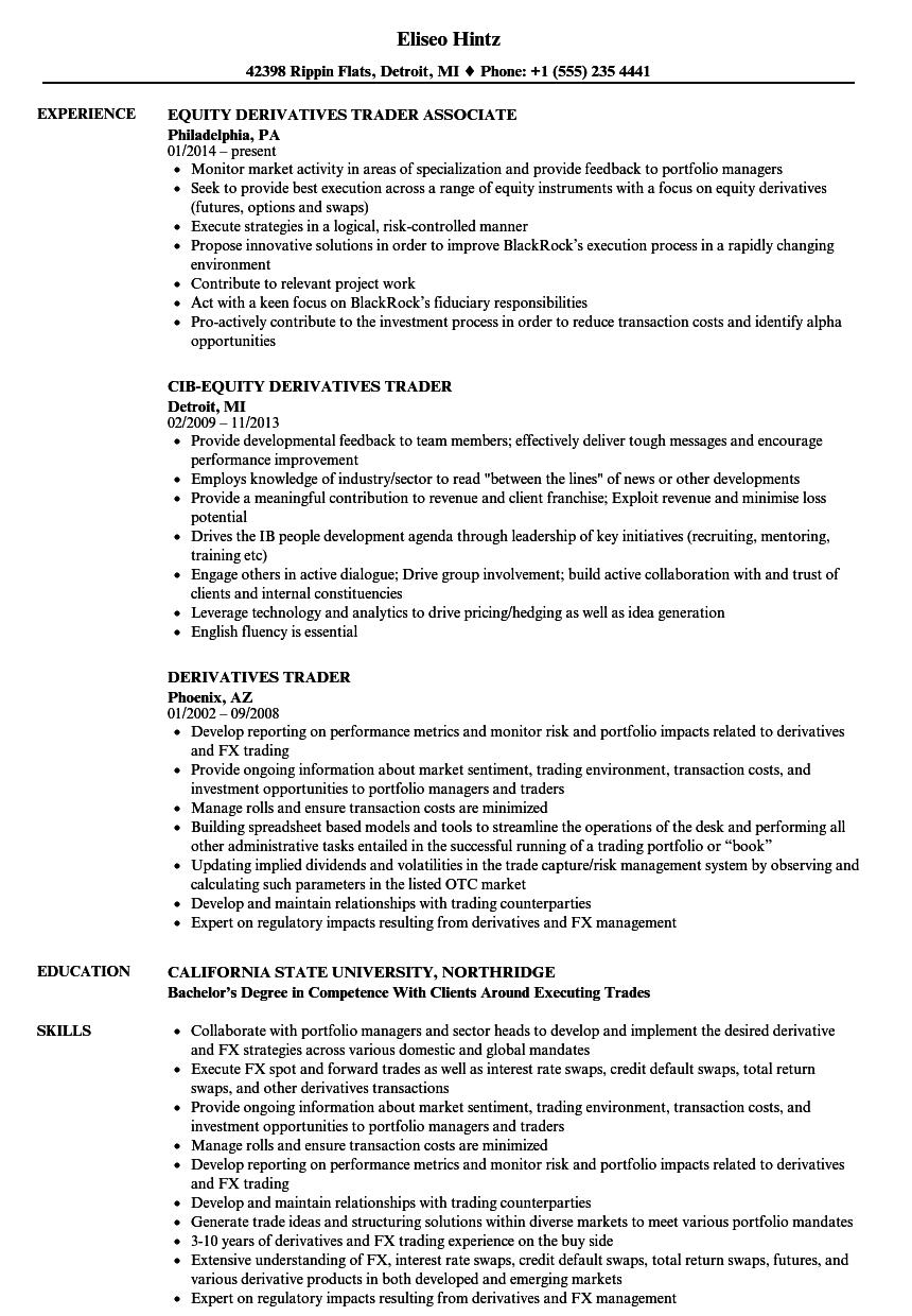 Sample Traders Resume Yeder Berglauf Verband Com - 