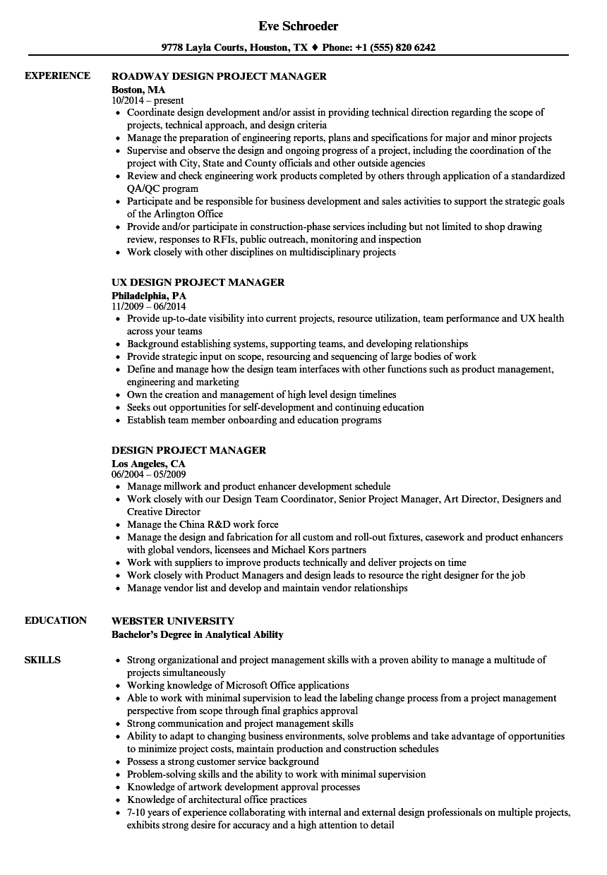 Job Description For Interior Design Project Manager 