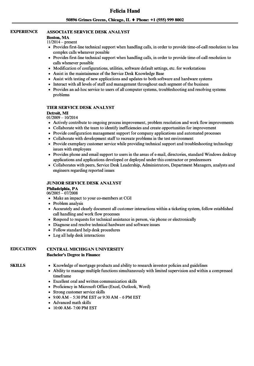 Desk Analyst Resume Samples Velvet Jobs