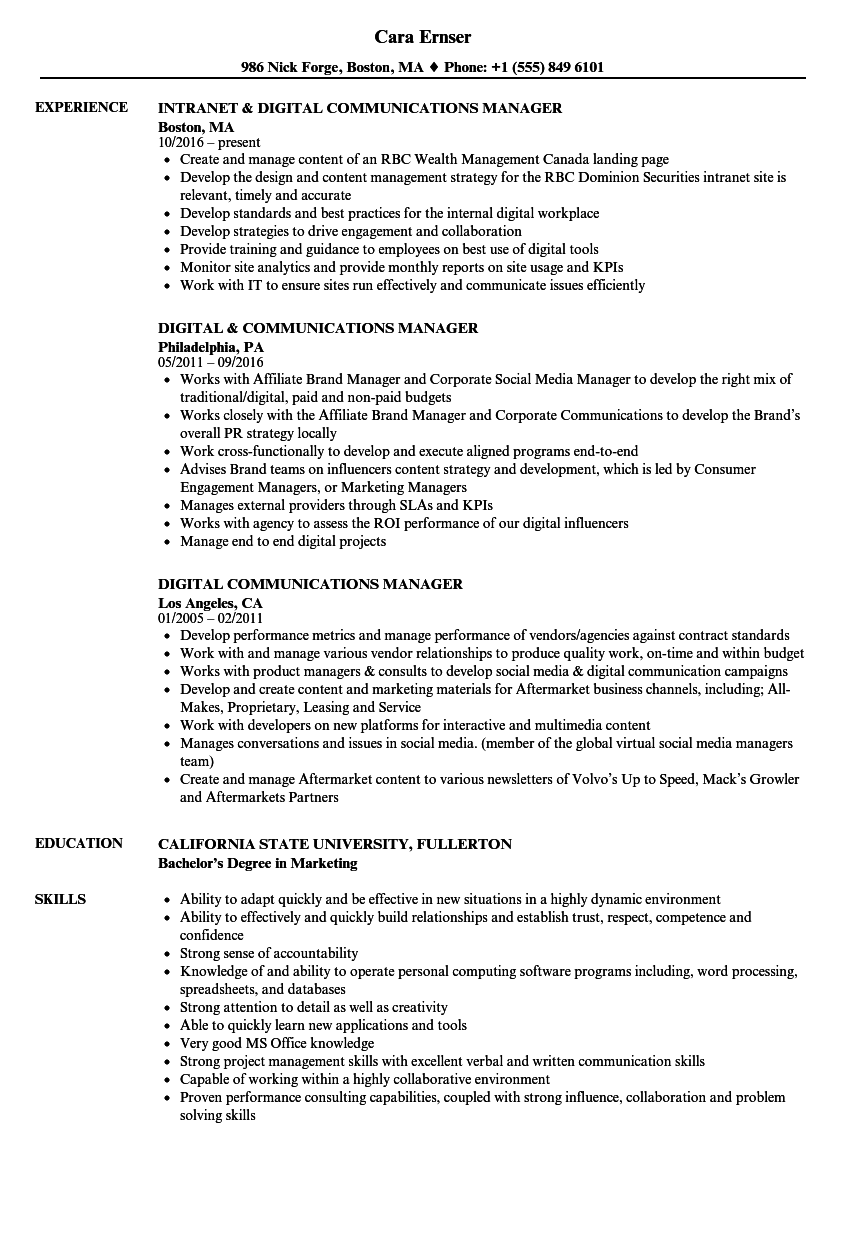 resume writing business communication