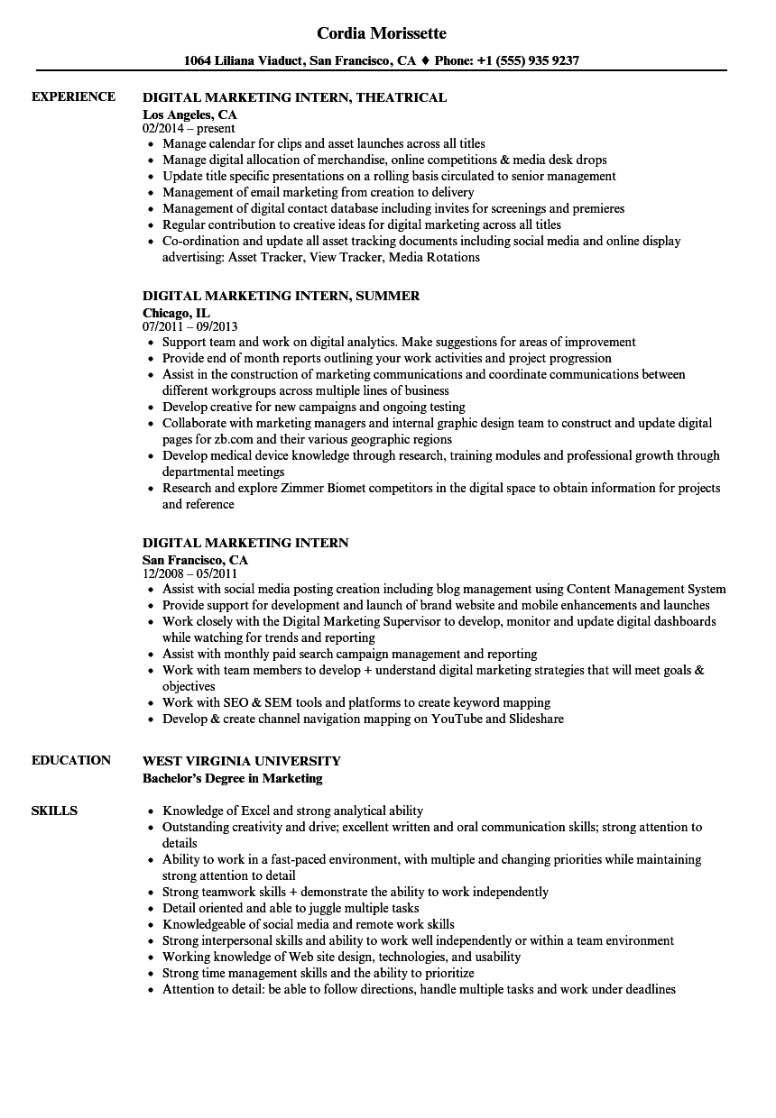 Digital Marketing Intern Resume Samples Velvet Jobs digital-marketing-intern-resume-samples-velvet-jobs