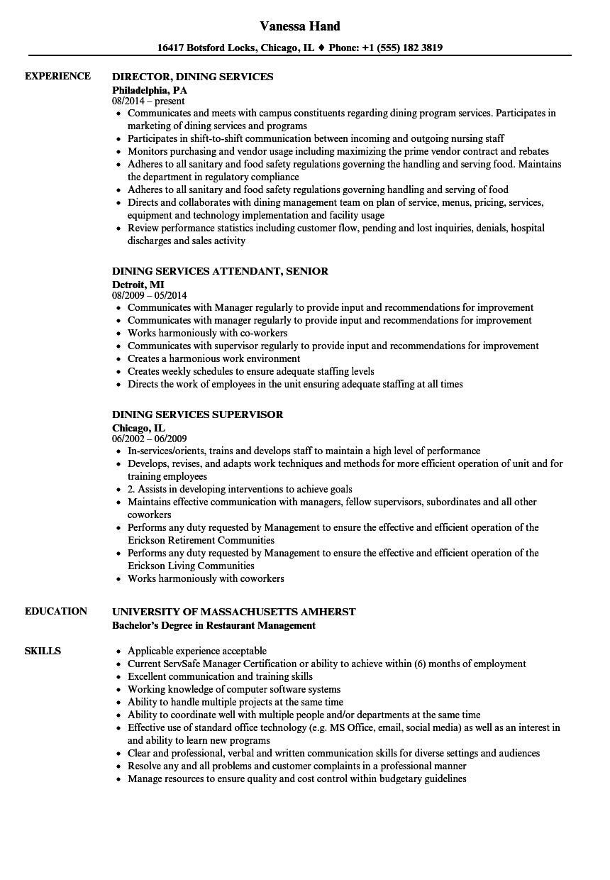 Fine Dining Resume Sample