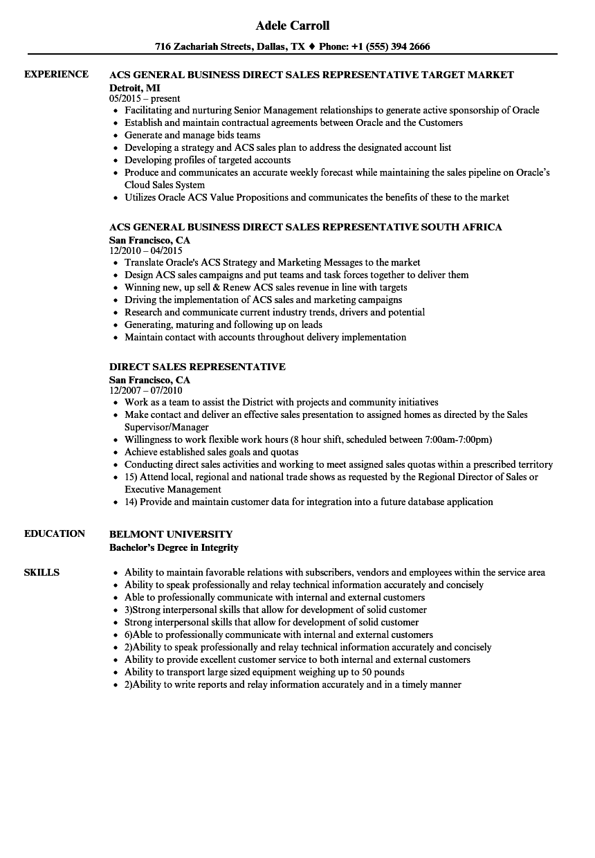 Include Direct Sales Resume Charter Spectrum Cable Direct Sales 