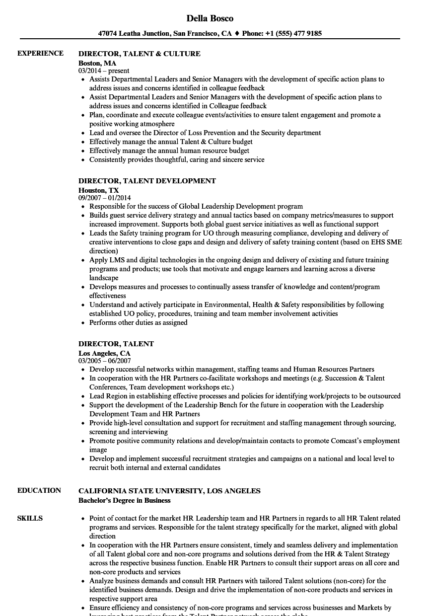 Director of talent development job description