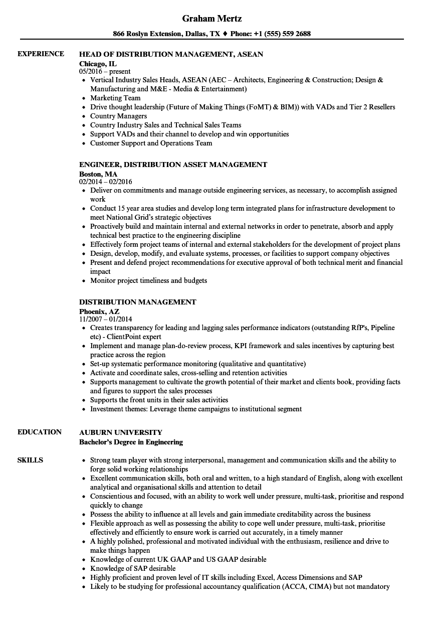 Distribution Center Manager Resume Examples | JobHero
