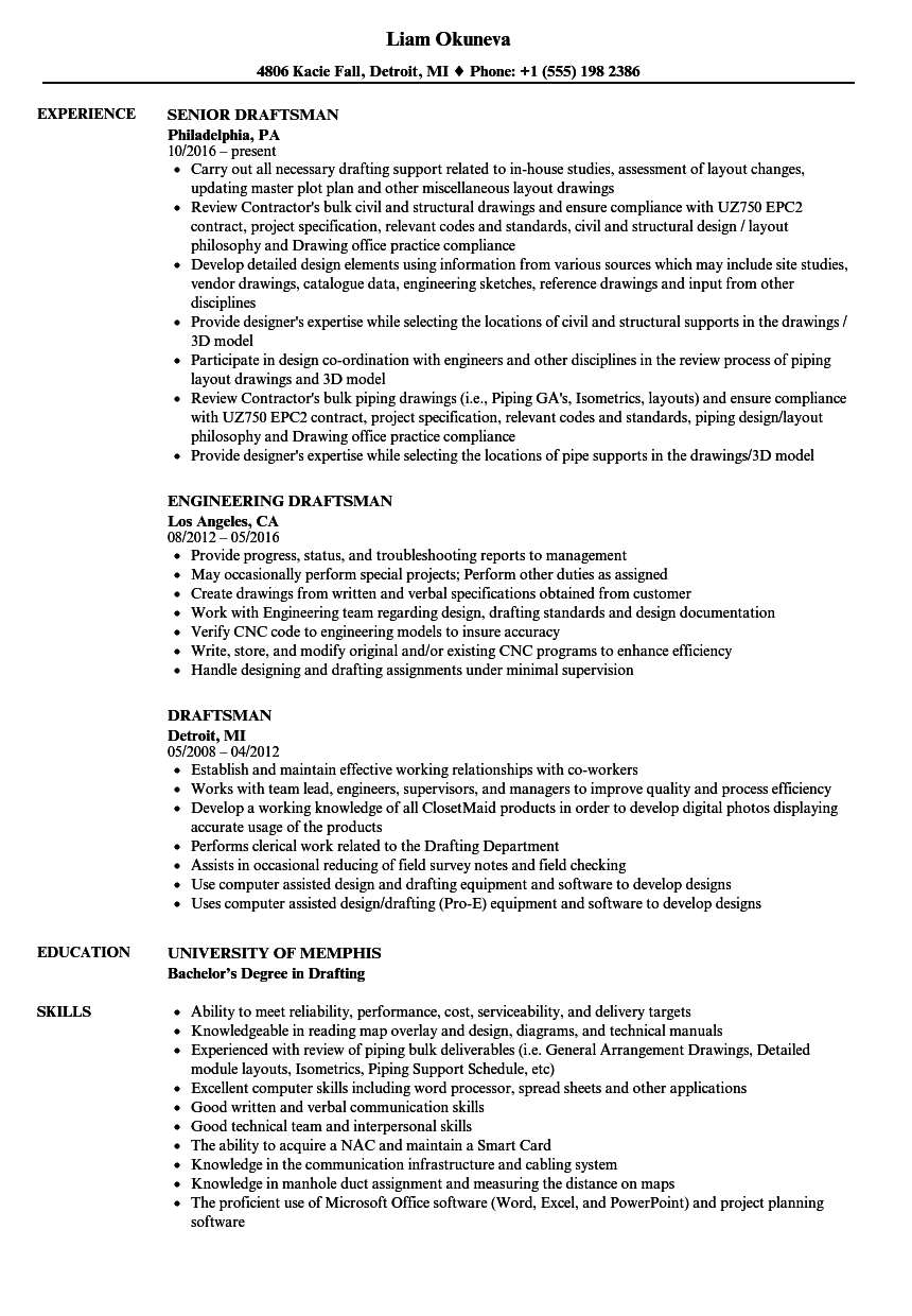 Draftsman Resume Samples Velvet Jobs 13-mechanical-draftsman-resume-format-phrase-13-mechanical-draftsman