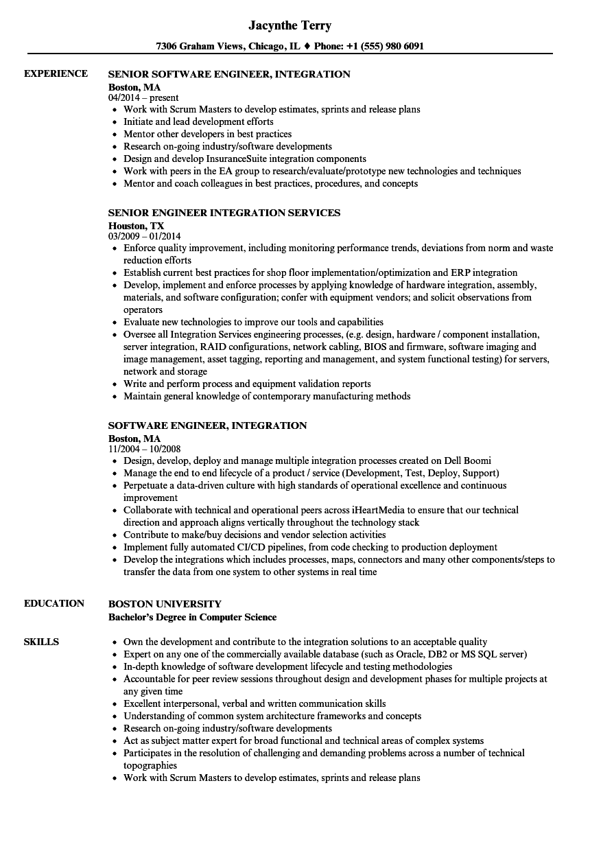 Integration Resume Samples | Velvet Jobs