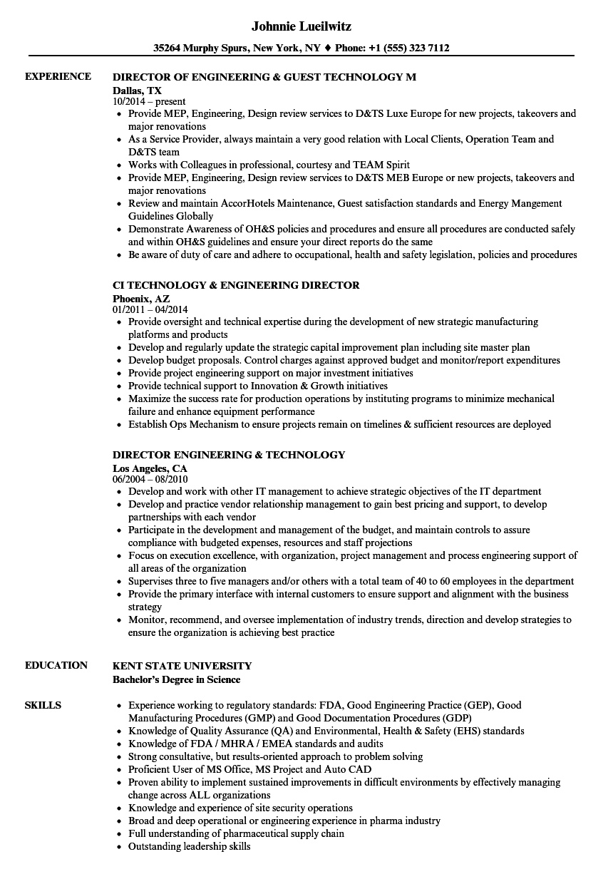 Engineering Technology Resume Samples | Velvet Jobs