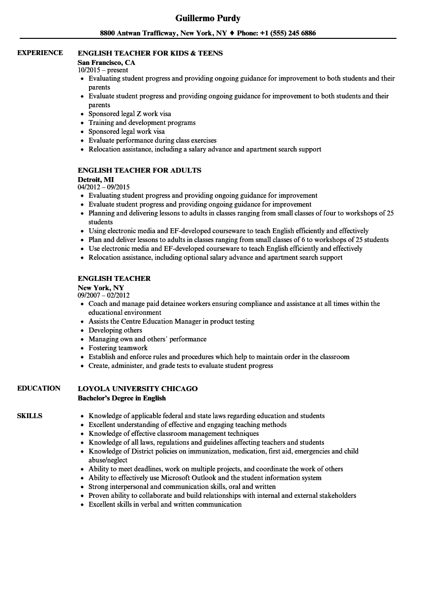 Writing a Job-Winning English Teacher Resume