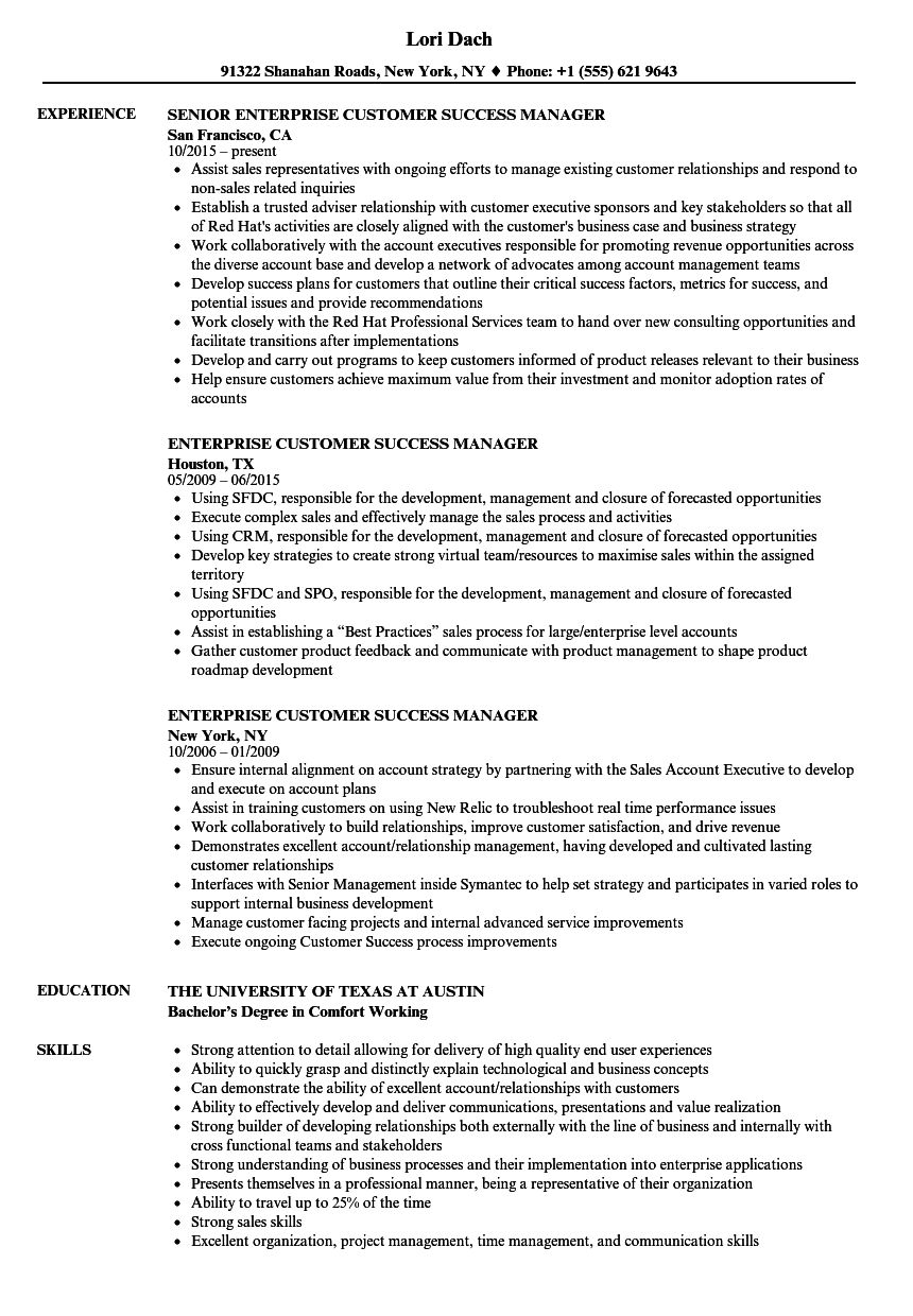 customer success manager resume pdf